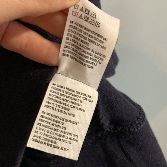 American Eagle Mens Size L Rugby Stripe Colorblock Blue White Long Sleeve Shirt - Picture 6 of 10